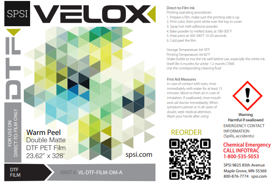 VELOX DTF Film Warm peel 23.6" x 328' Roll